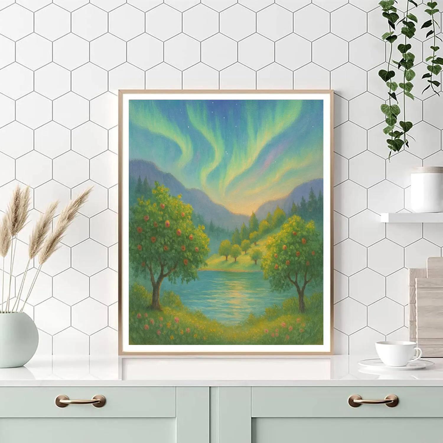 Aurora Orchard Over Silent Lake Numbered painting kits