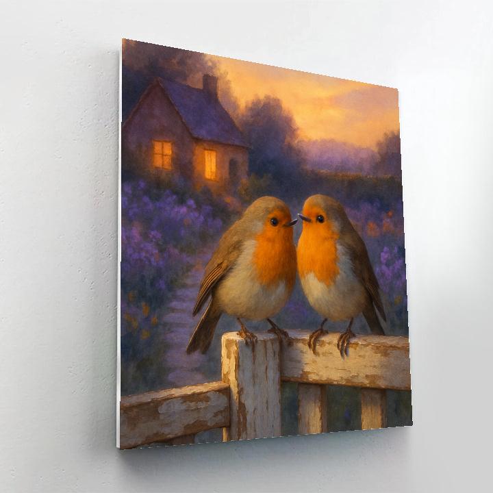 Twilight Robins On The Garden Gate DIY paint by numbers