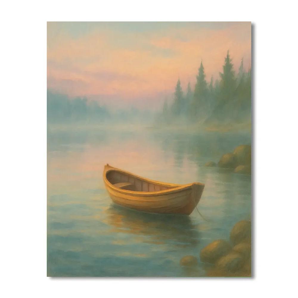 Misty Dawn Rowboat Retreat paint by color