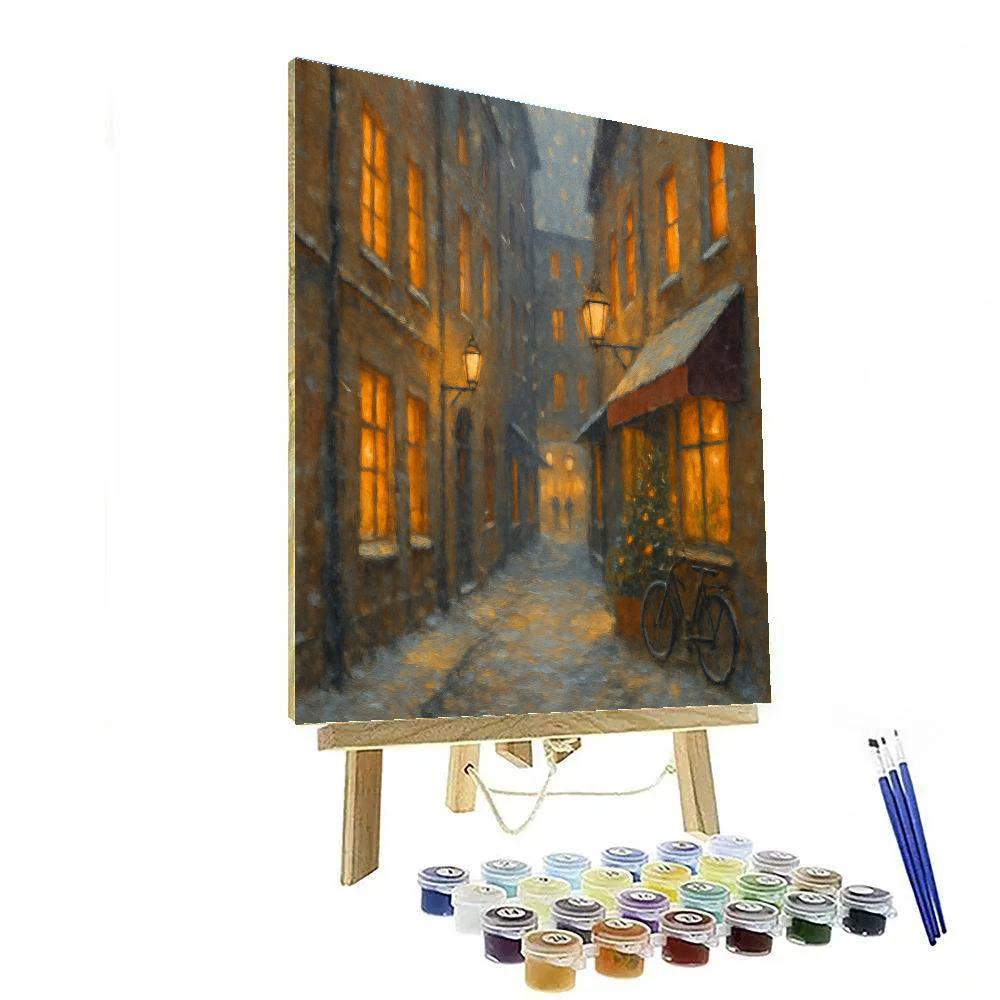 Snowy Alley Of Hidden Cafes paint by color