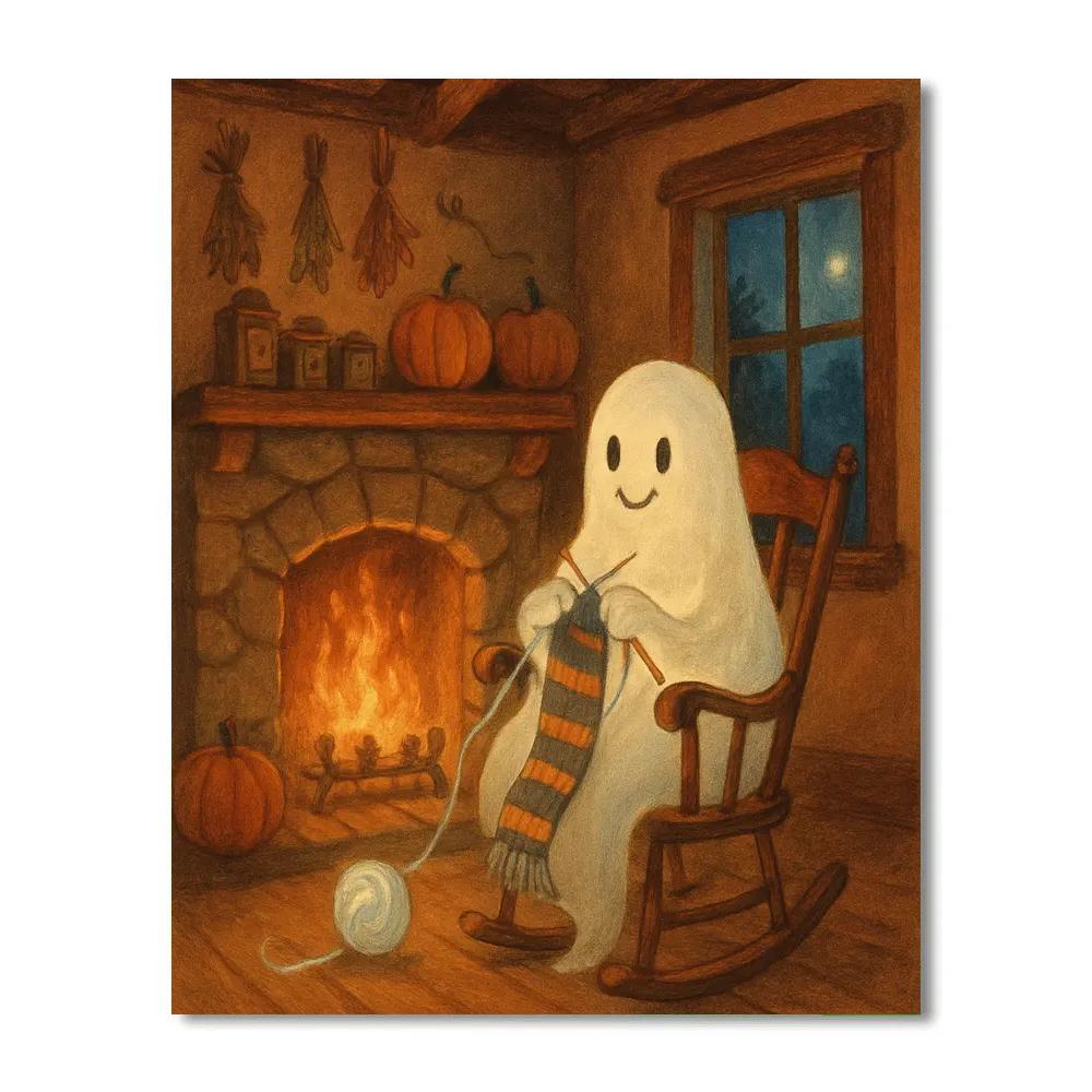 Ghostly Knitter By The Hearth Painting by numbers kit