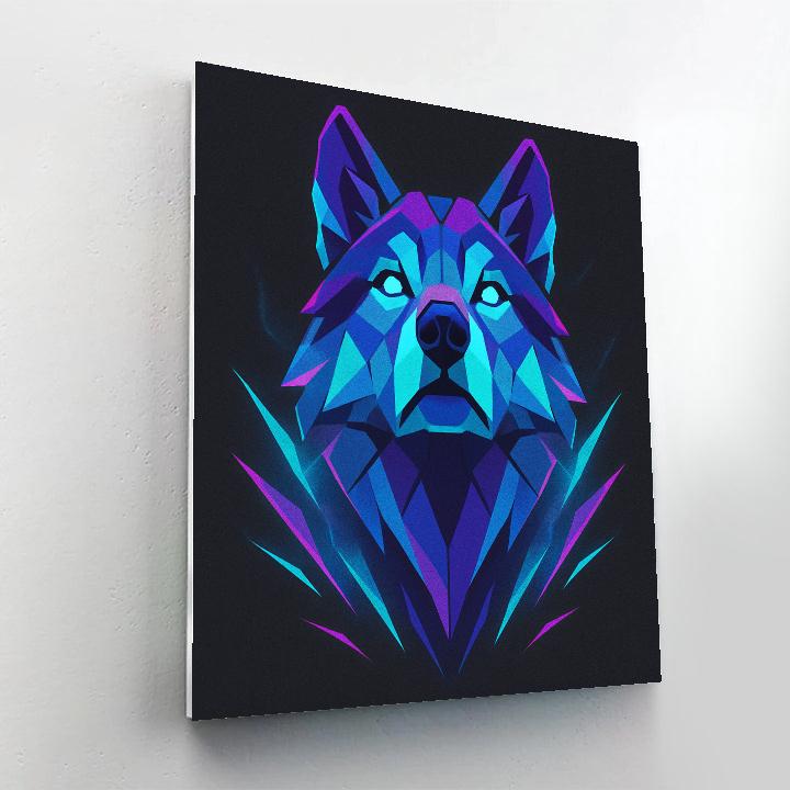 Neon Glacier Wolf Gaze Painting by numbers kit