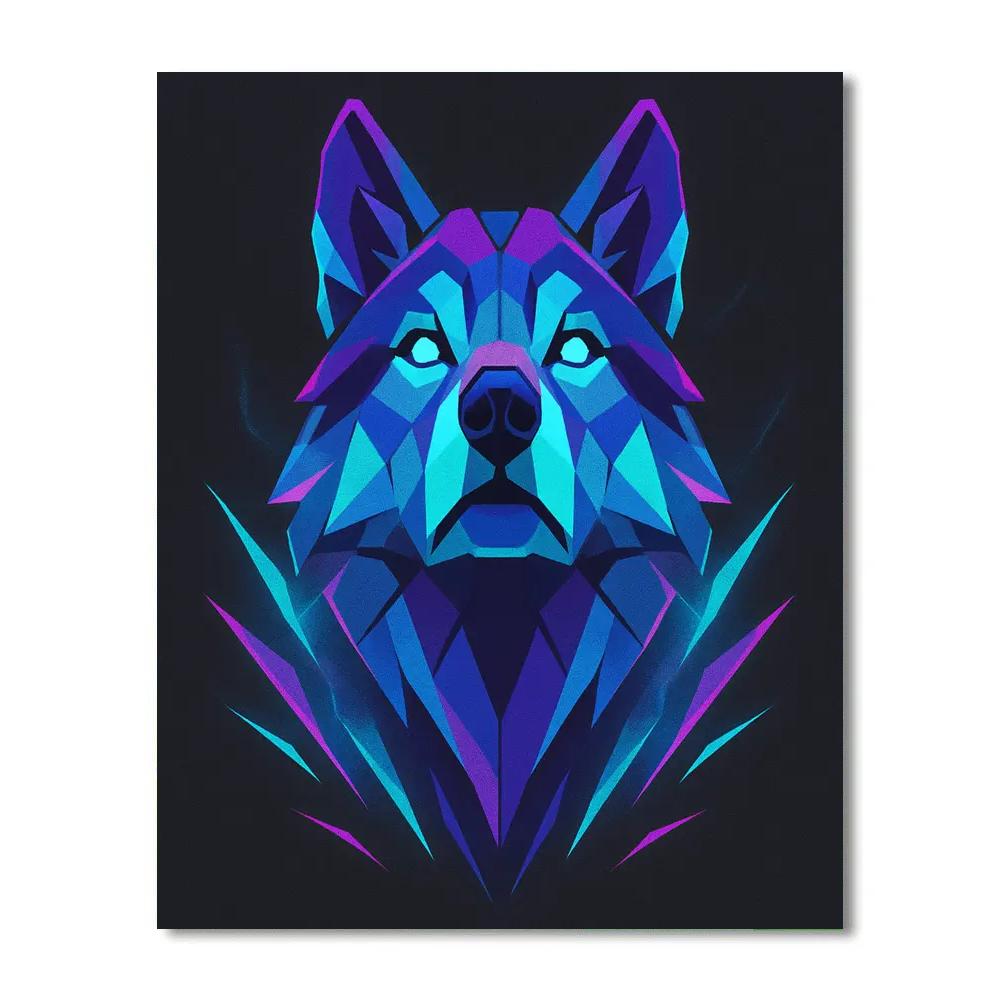 Neon Glacier Wolf Gaze Painting by numbers kit