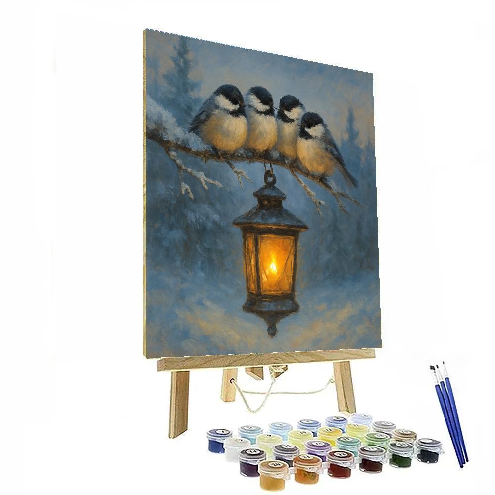 Winter Chickadees In The Lantern Light Numbered painting kits