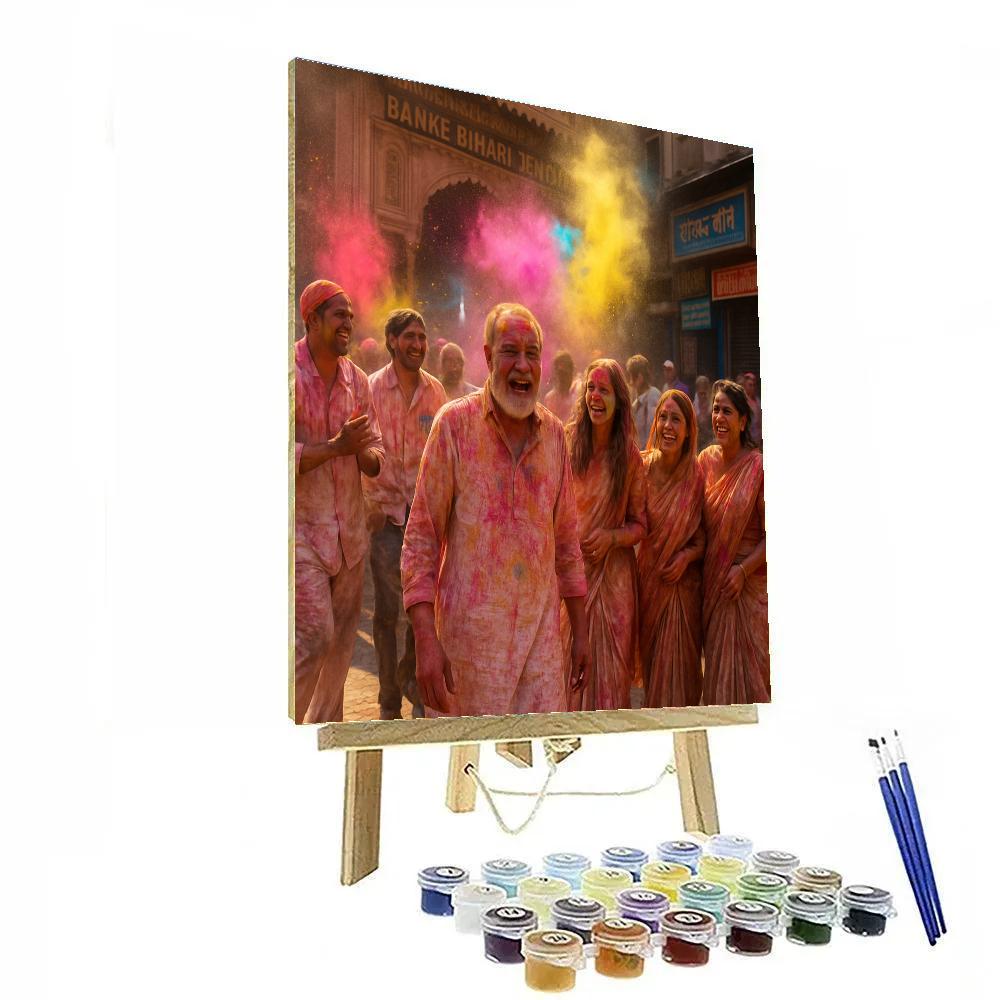 Holi Morning At Banke Bihari Temple Vrindavan DIY paint by numbers
