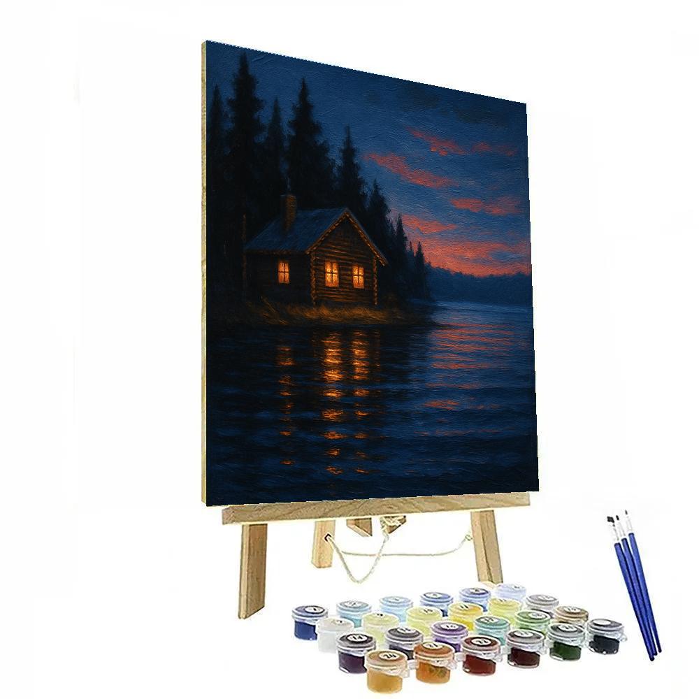 Cabin Ember Lake Evening paint by color