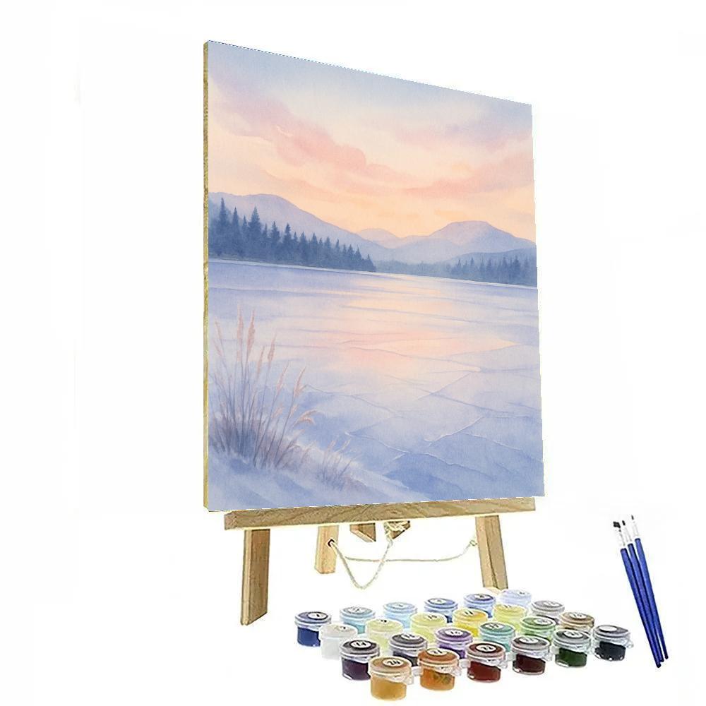 Lavender Dawn Over The Frozen Lake Paint by numbers art