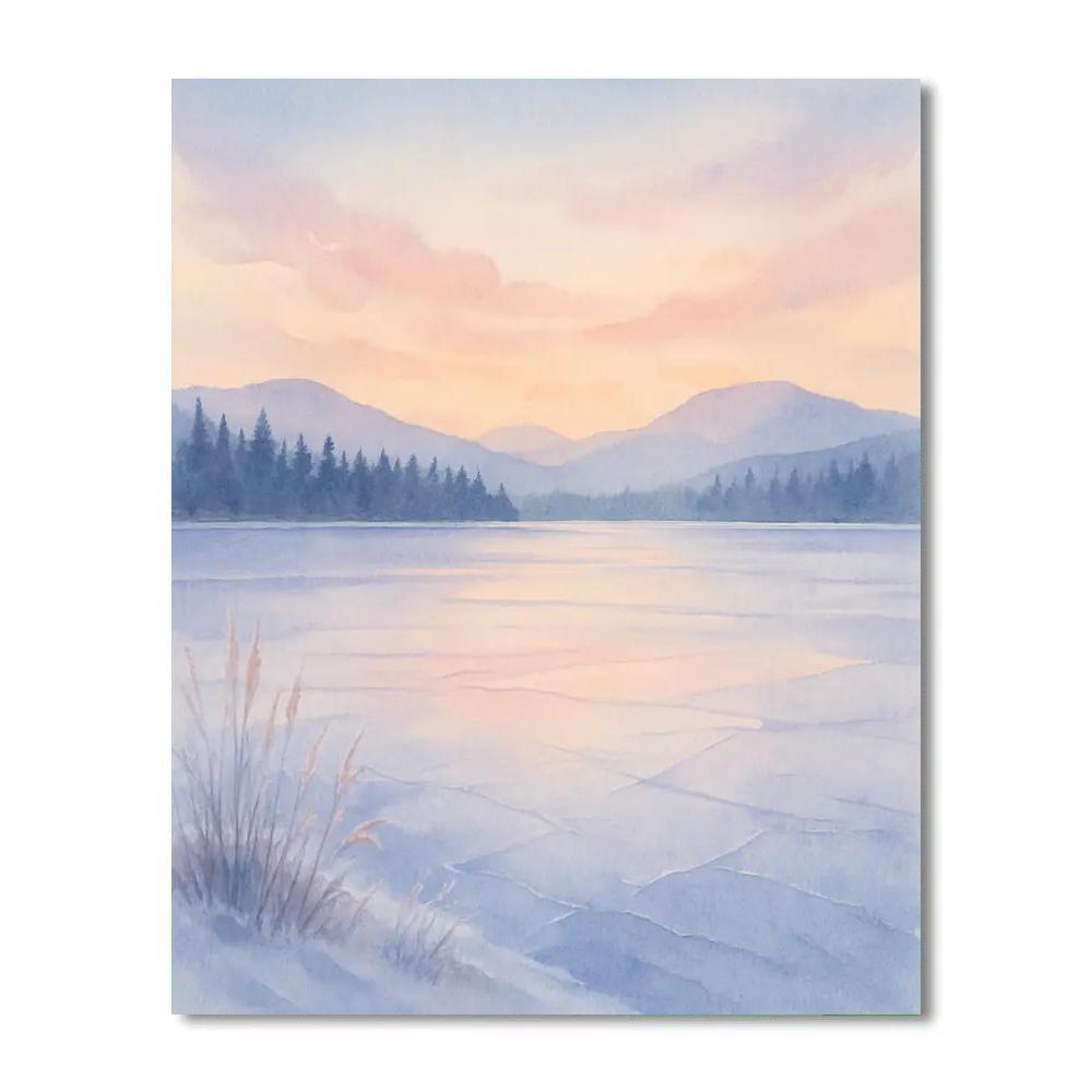 Lavender Dawn Over The Frozen Lake Paint by numbers art