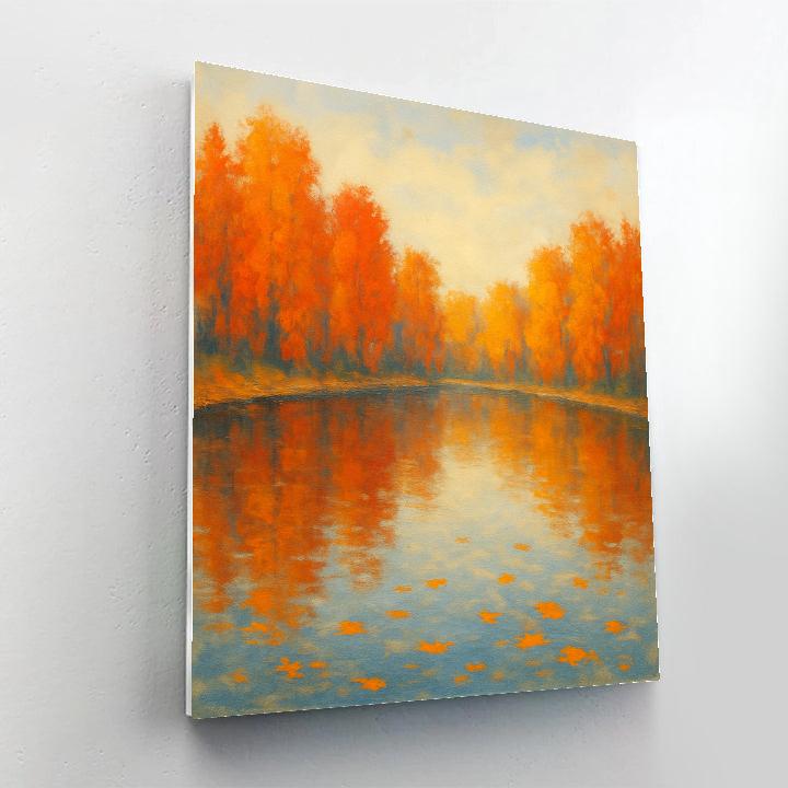 Golden Autumn Mirror Shore Number painting