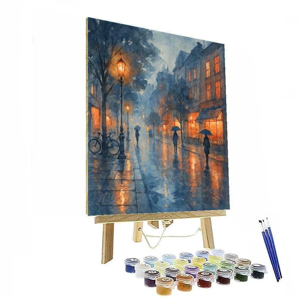 Rainwashed Boulevard Reflections Painting by numbers kit