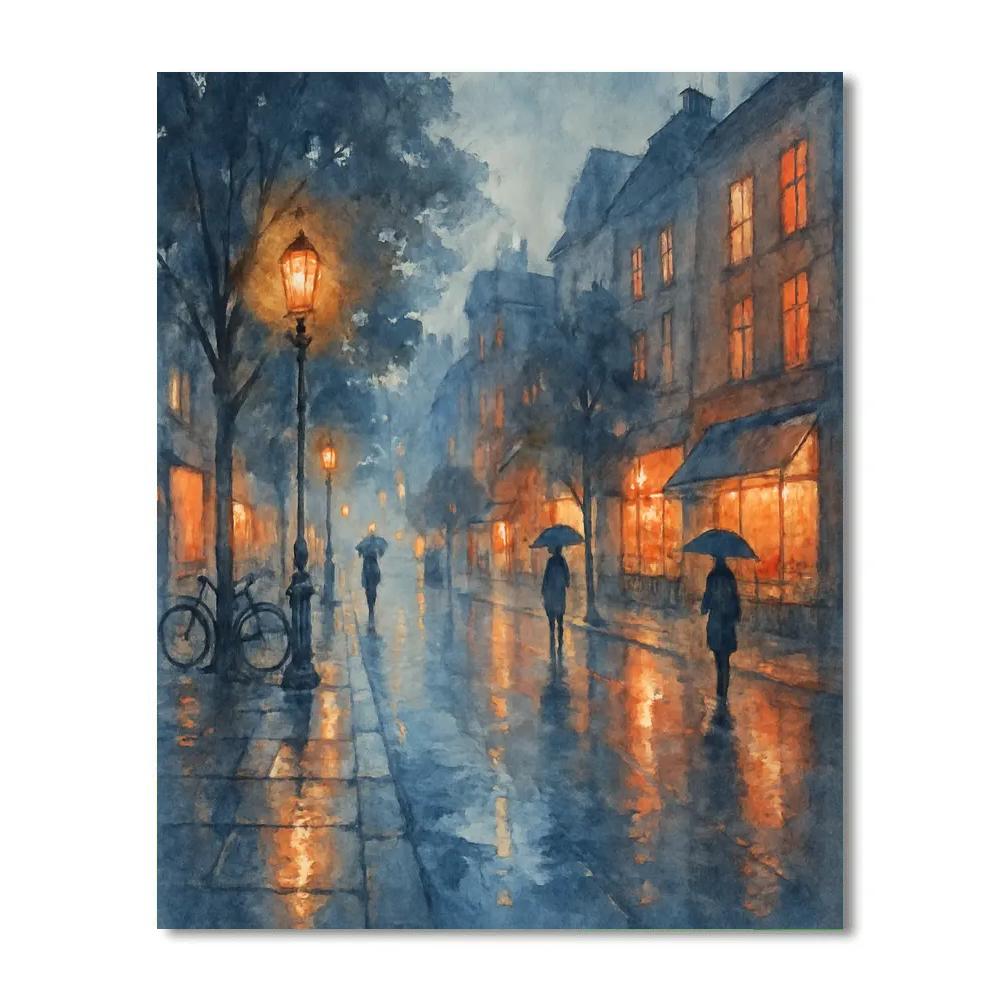 Rainwashed Boulevard Reflections Painting by numbers kit