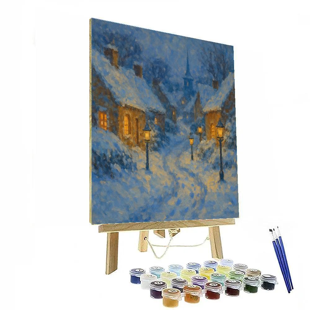 Snowy Village Lantern Path Paint by numbers kits