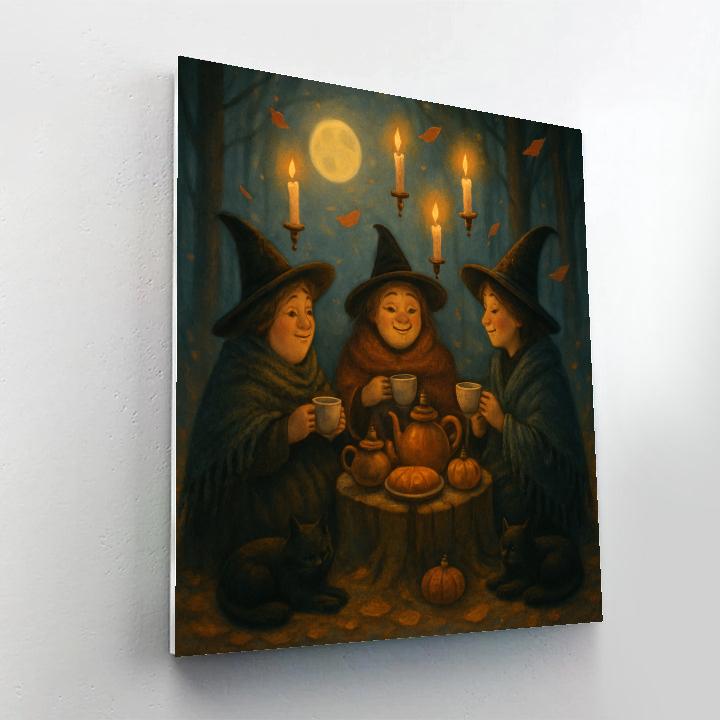 Witchs Tea Circle In The Moonlit Clearing Numbered painting kits