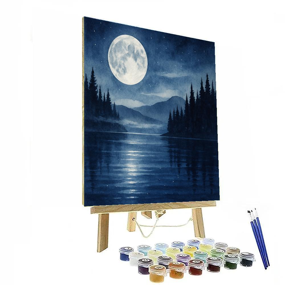 Moonlit Pines And Silver Lake Numbered painting kits