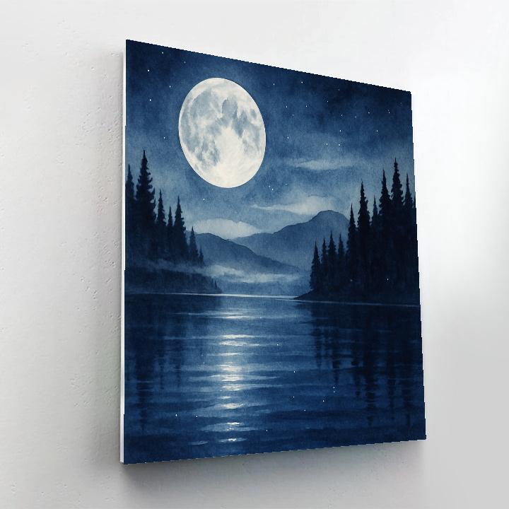Moonlit Pines And Silver Lake Numbered painting kits