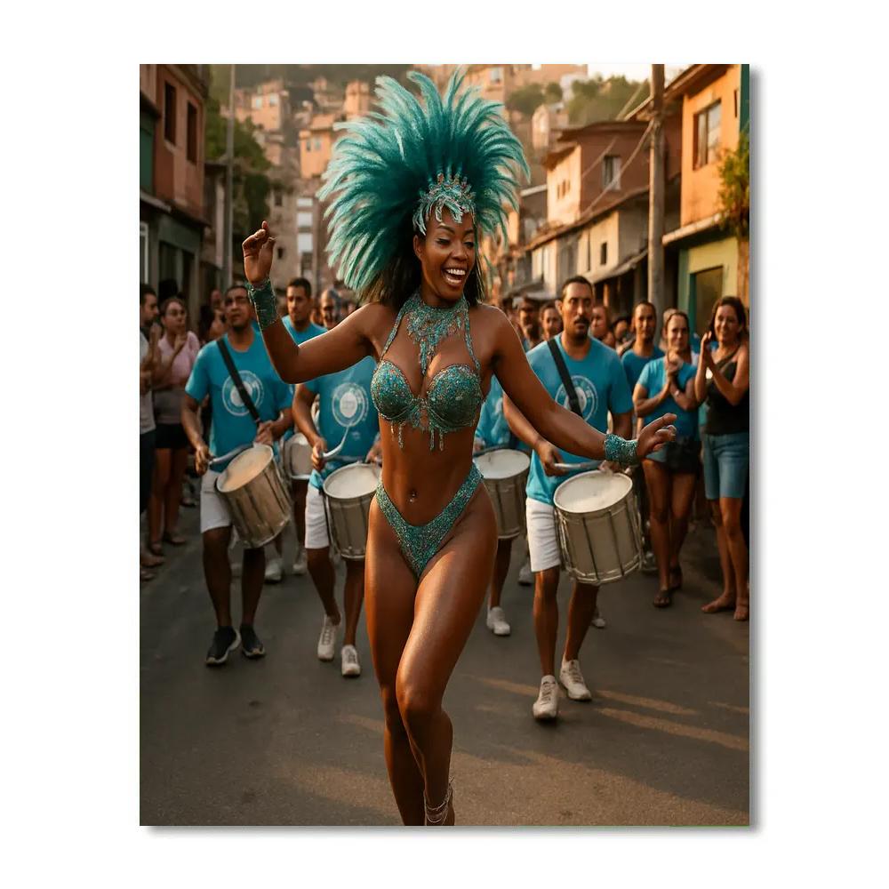 Rio Carnival Samba School Rehearsal Street Paint by numbers art