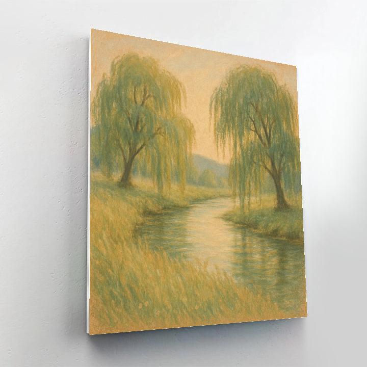 Willow Glow On Riverbend Meadow paint by numbers