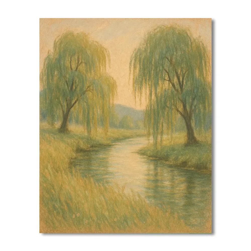 Willow Glow On Riverbend Meadow paint by numbers