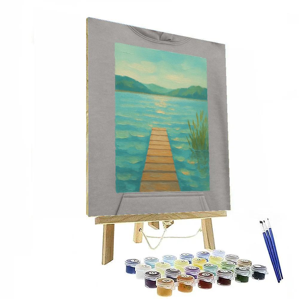 Sunlit Dock And Quiet Afternoon Lake Numbered painting kits