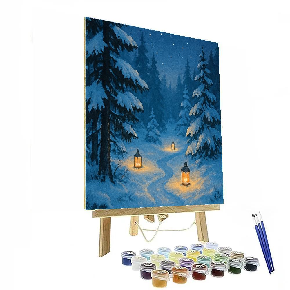 Snow Lanterns In Pine Hollow paint by numbers