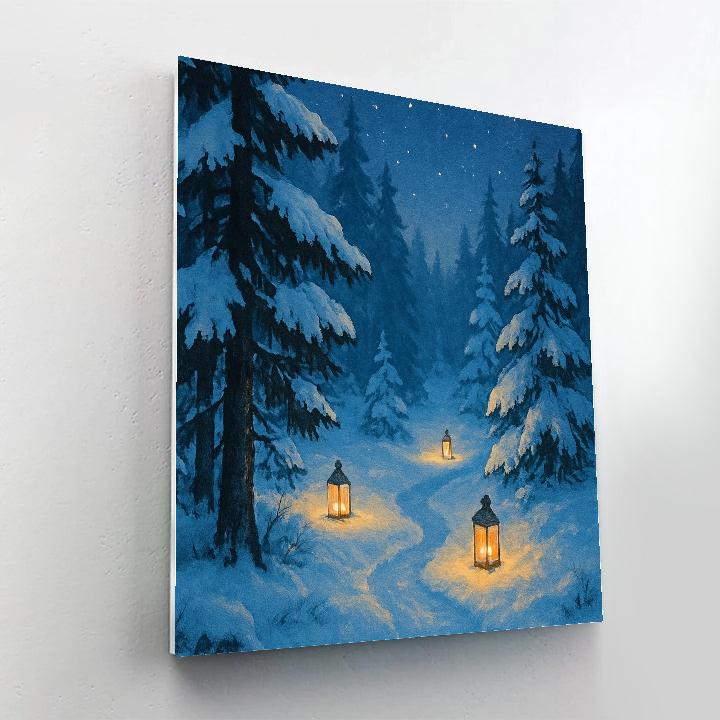 Snow Lanterns In Pine Hollow paint by numbers