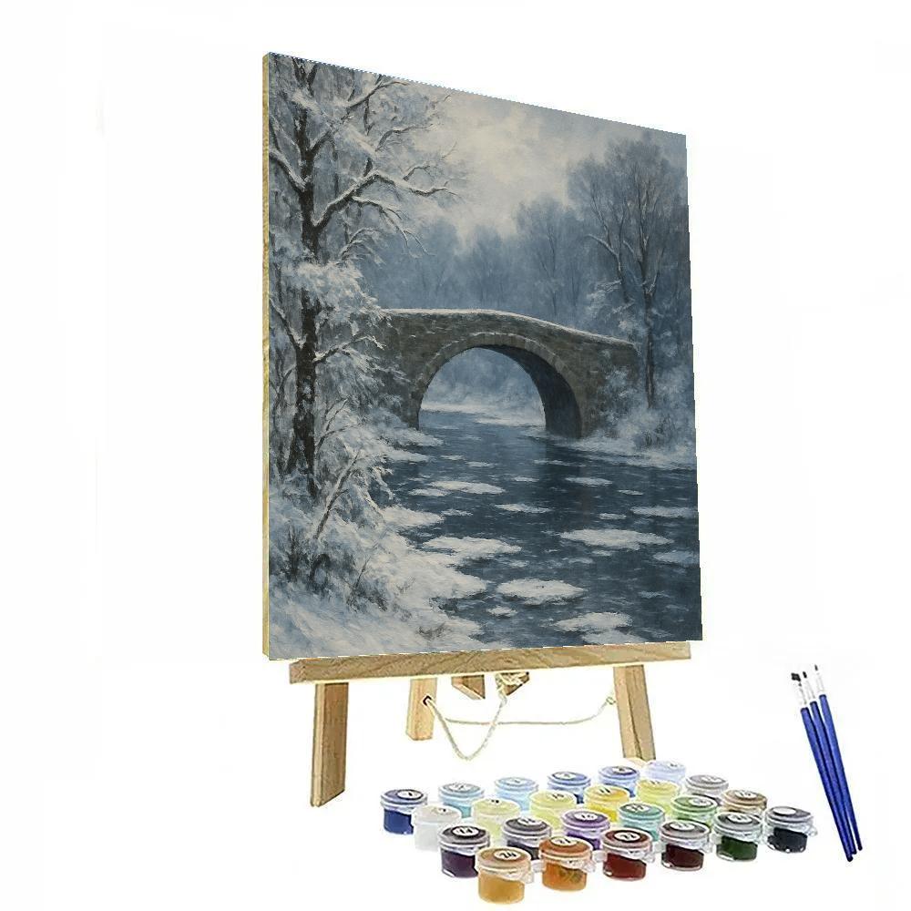 Icy Bridge Over Whispering River DIY paint by numbers