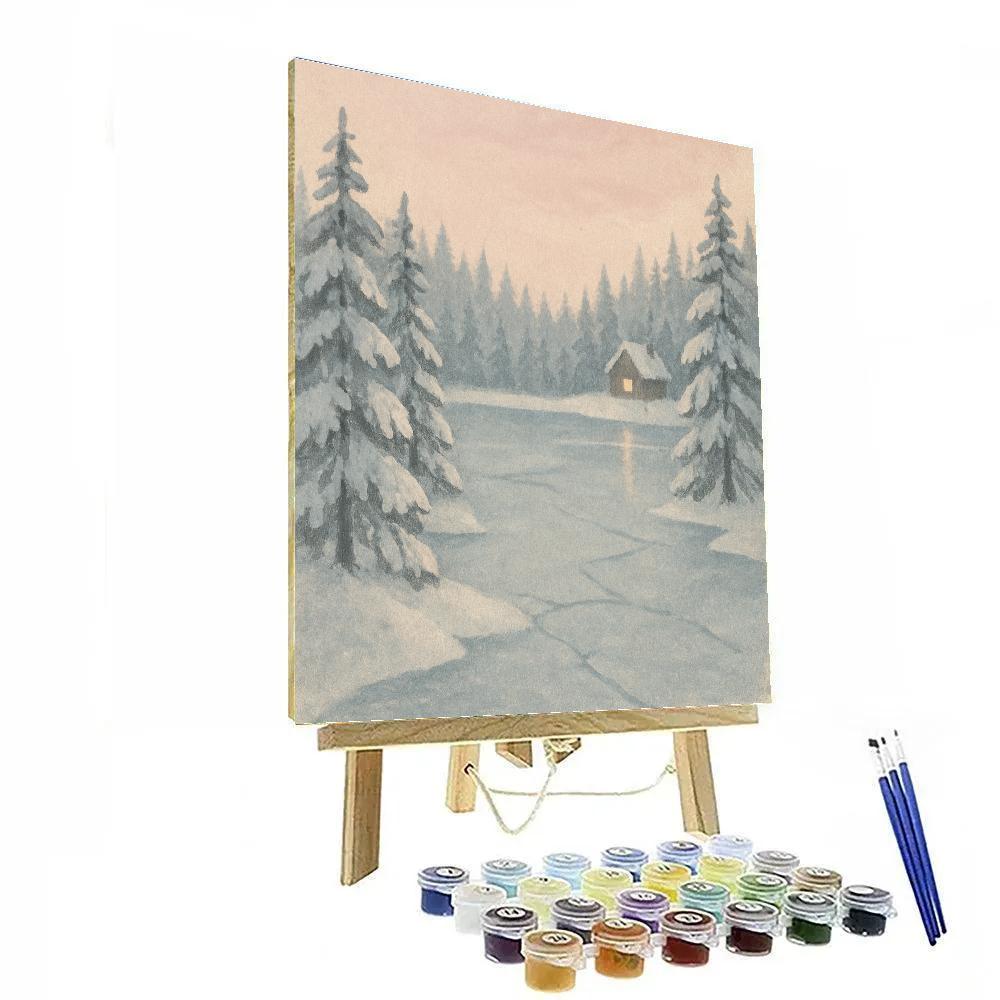 Snow Quiet Winter Lake Glow painting number kit