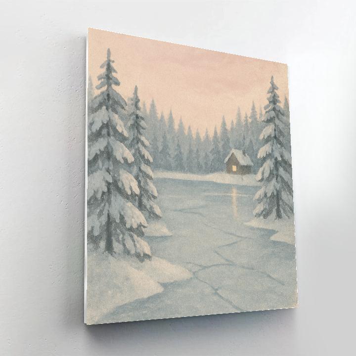 Snow Quiet Winter Lake Glow painting number kit
