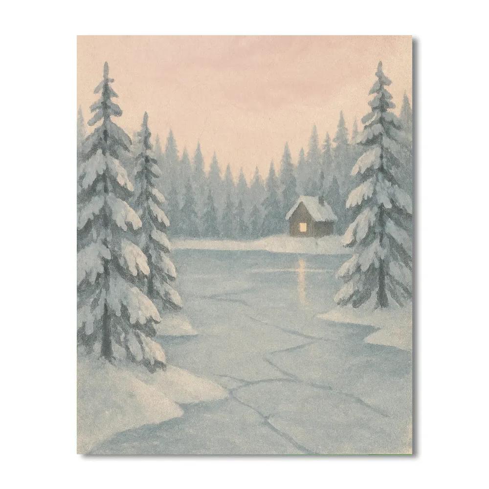 Snow Quiet Winter Lake Glow painting number kit