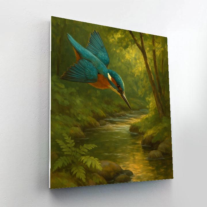 Kingfisher Over The Mossy Brook Bend Numbered painting kits
