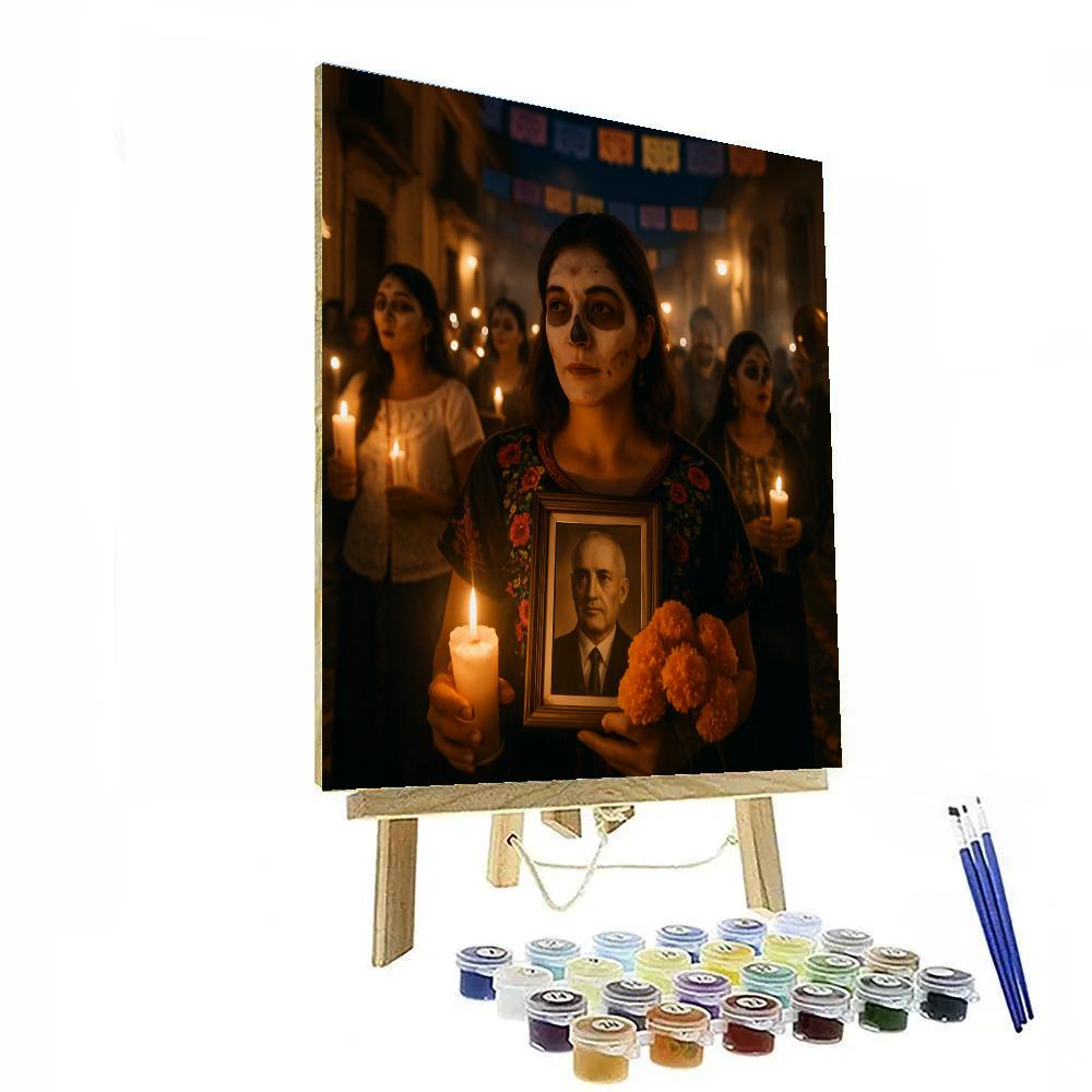 Dia De Muertos Night Procession In Oaxaca paint by color