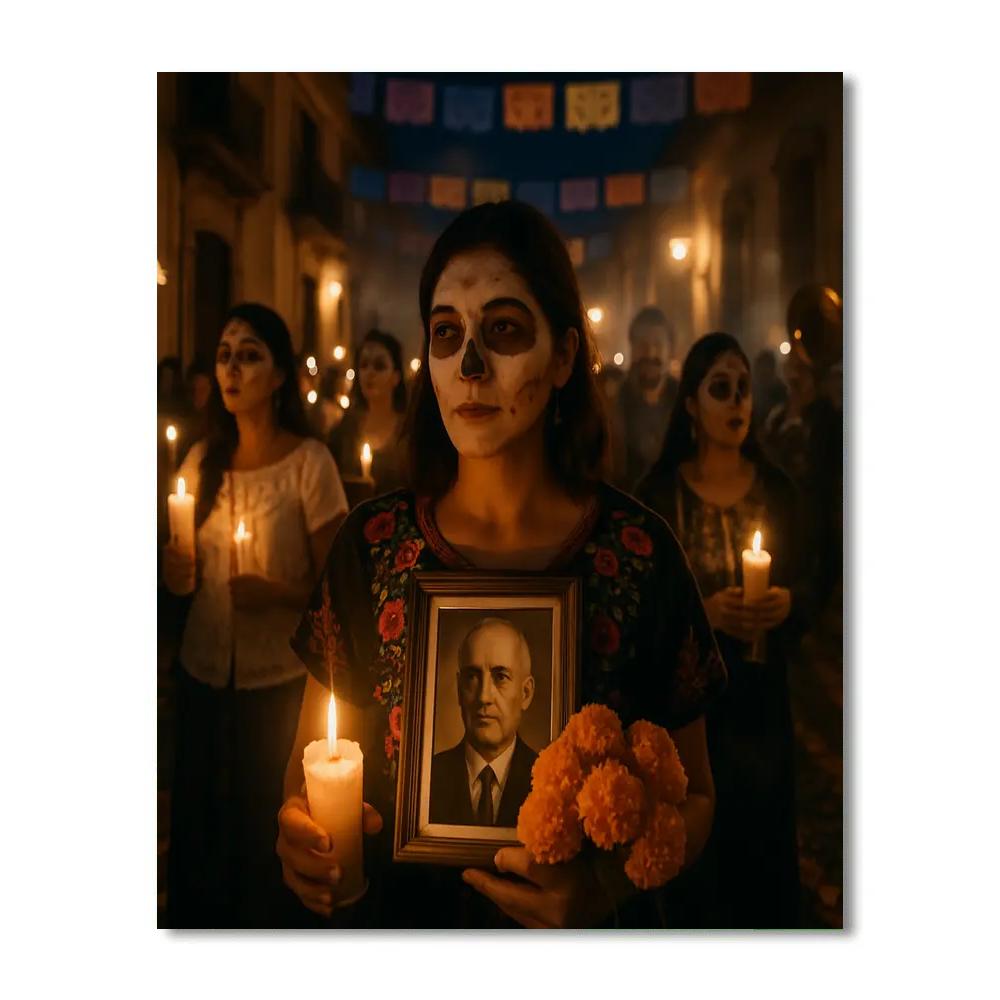 Dia De Muertos Night Procession In Oaxaca paint by color