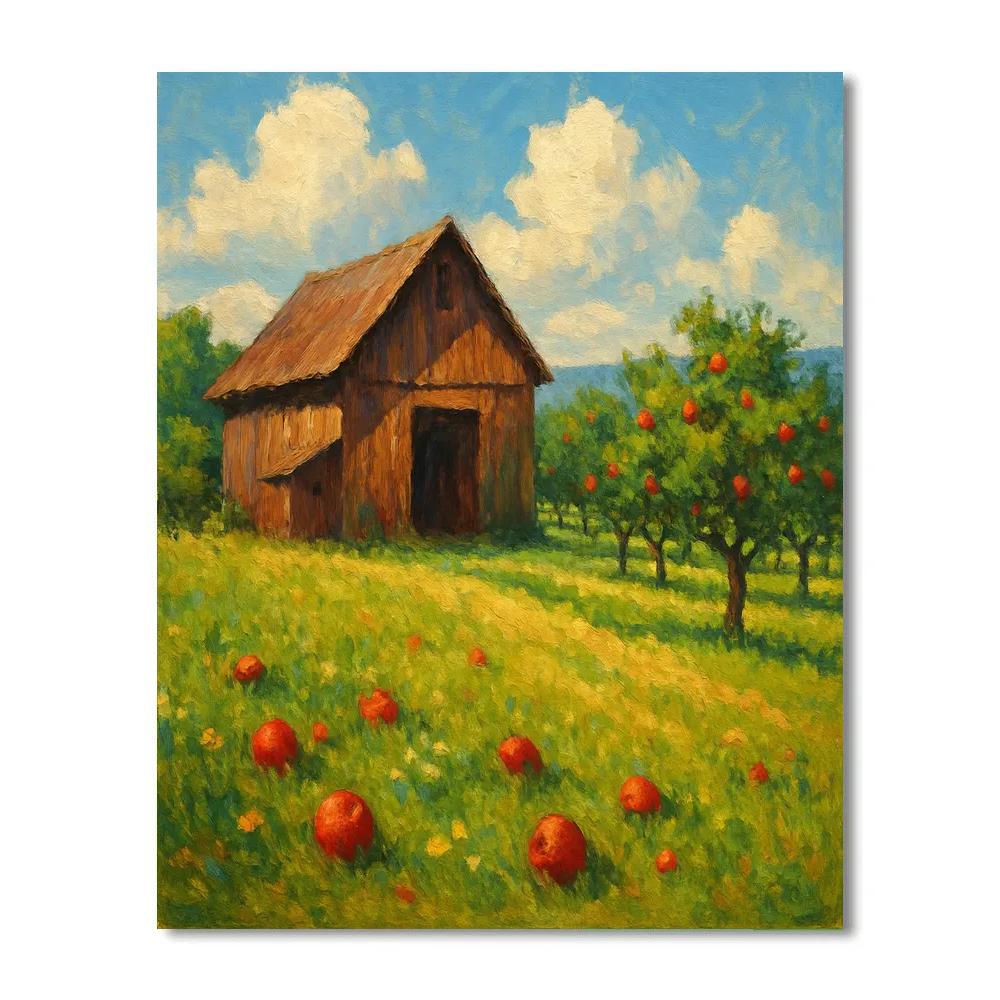 Midsummer Orchard By The Old Barn paint by numbers