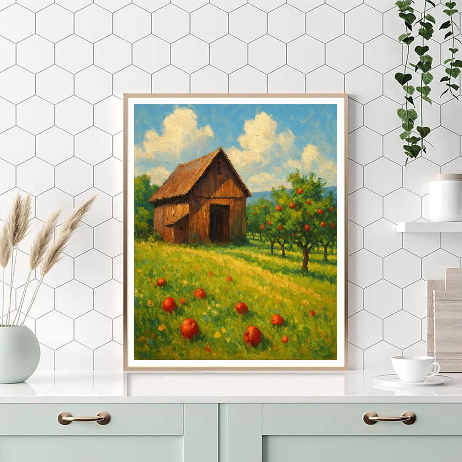 Midsummer Orchard By The Old Barn paint by numbers