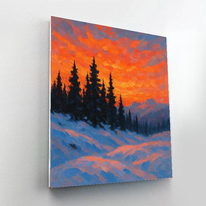 Sunset Glow Over Evergreen Ridge DIY paint by numbers