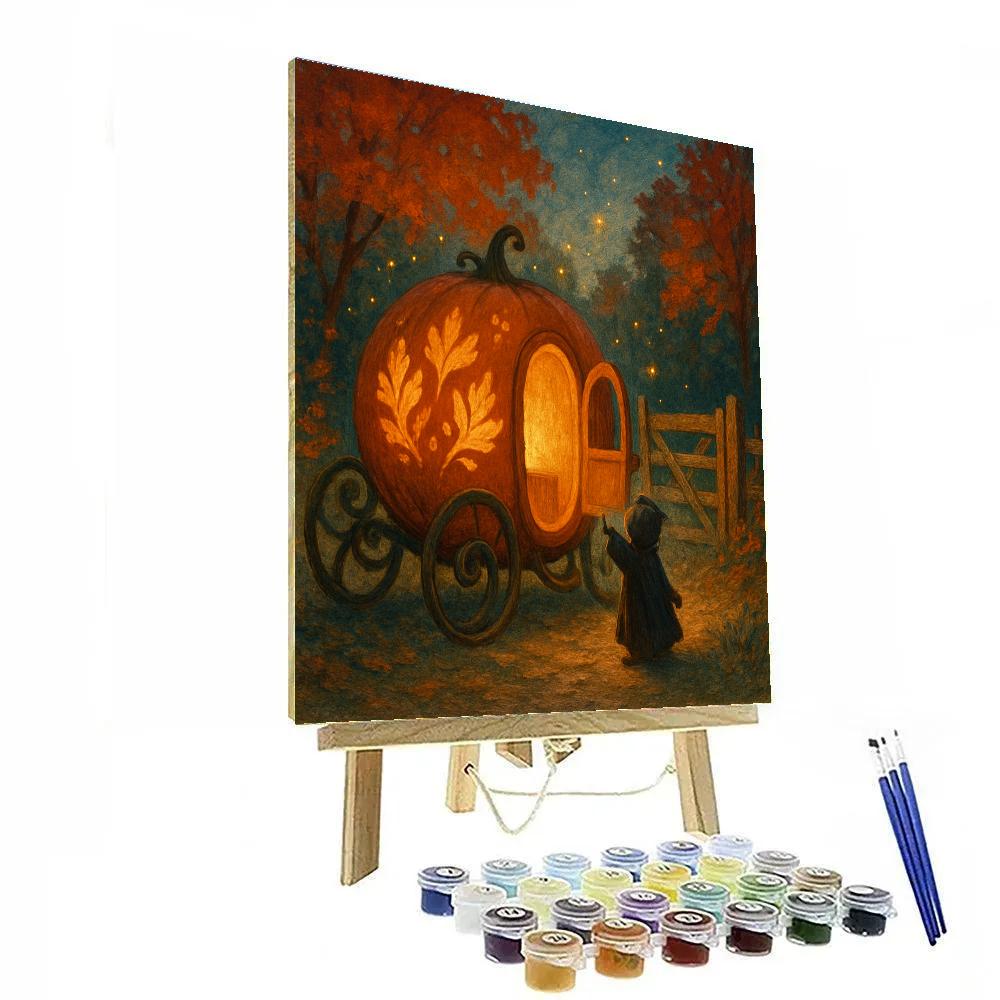 Pumpkin Carriage At The Autumn Forest Gate painting number kit