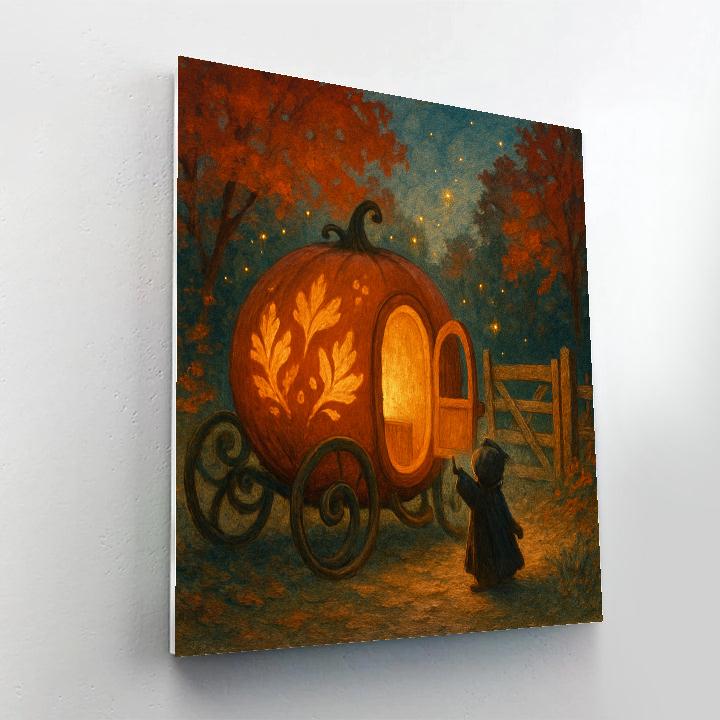 Pumpkin Carriage At The Autumn Forest Gate painting number kit