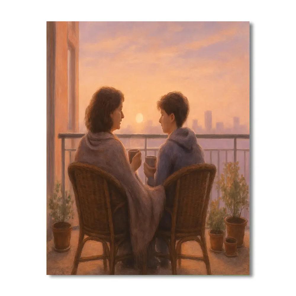 Sunrise Balcony Tea With Mom Number painting