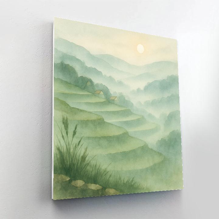 Morning Mist Over Terraced Hills Numbered painting kits