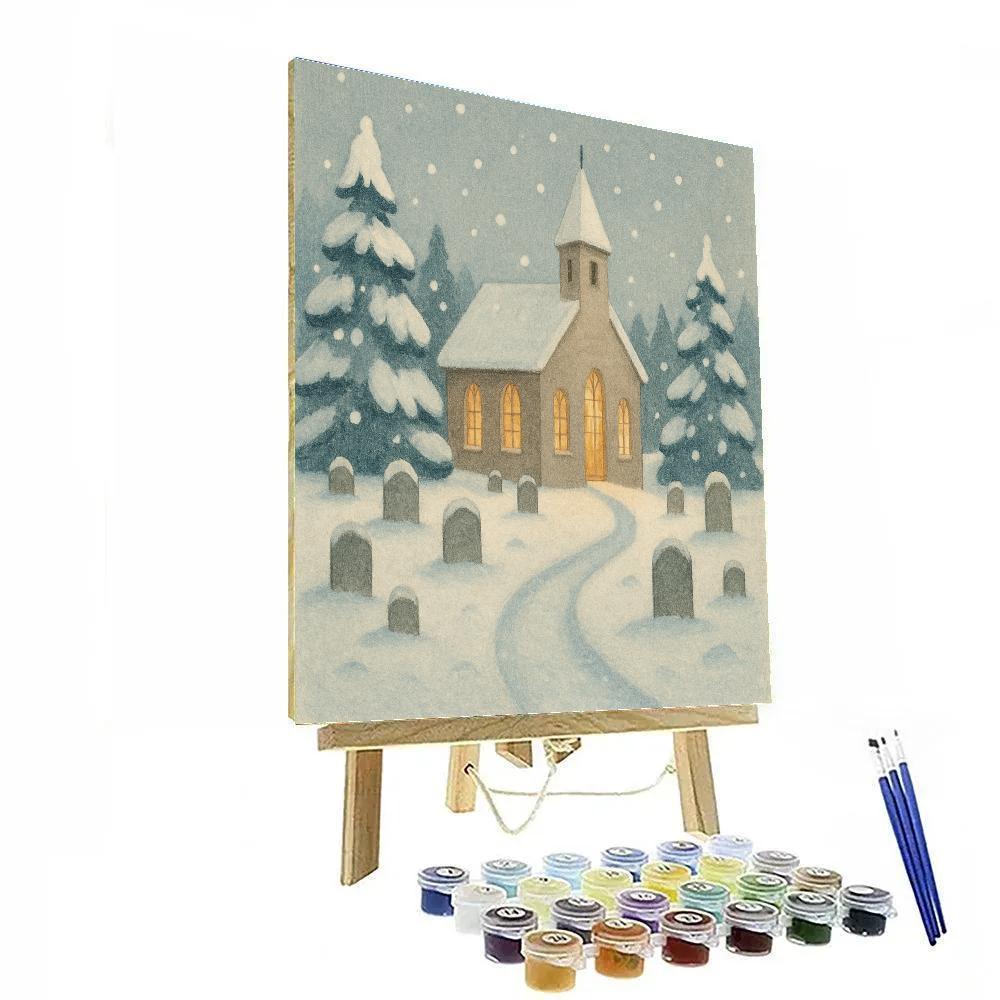 Quiet Churchyard In Falling Snow paint by numbers