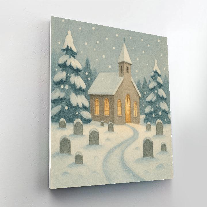 Quiet Churchyard In Falling Snow paint by numbers