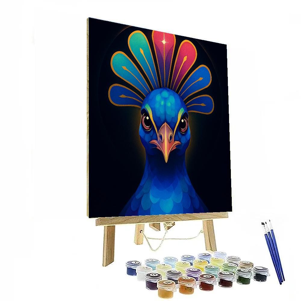 Rainbow Crest Peacock Portrait Painting by numbers kit