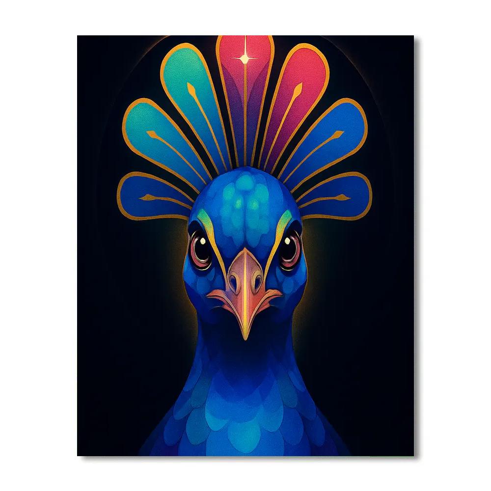 Rainbow Crest Peacock Portrait Painting by numbers kit