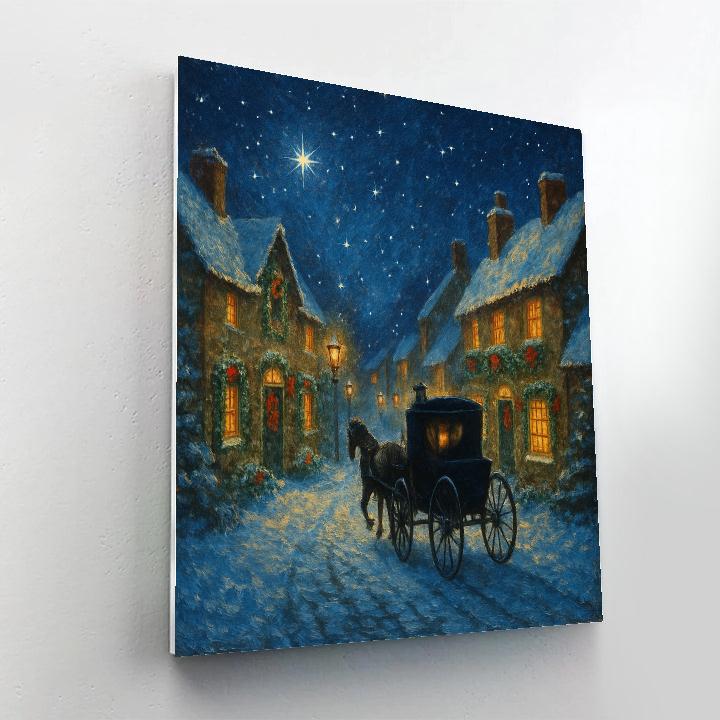 Midnight Carriage Through Snowy Lantern Lane Painting by numbers kit