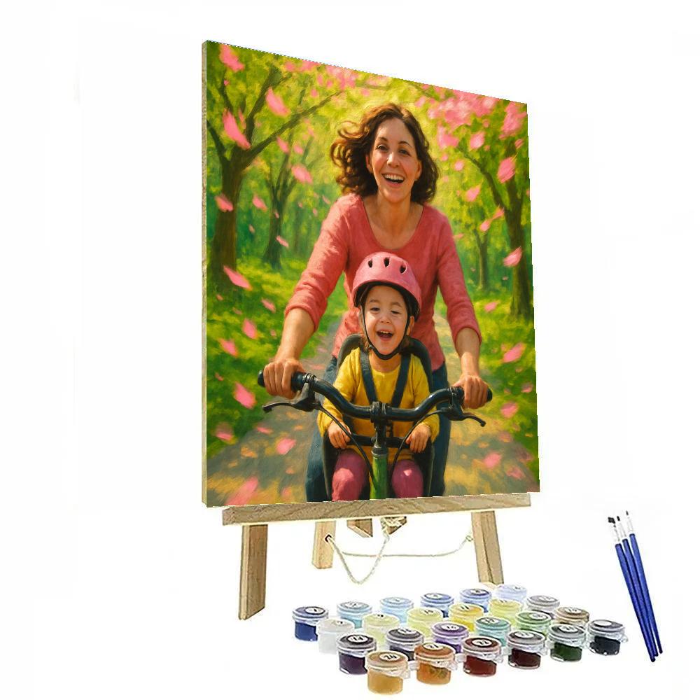 Mothers Day Bike Ride Through Blossoms paint by numbers