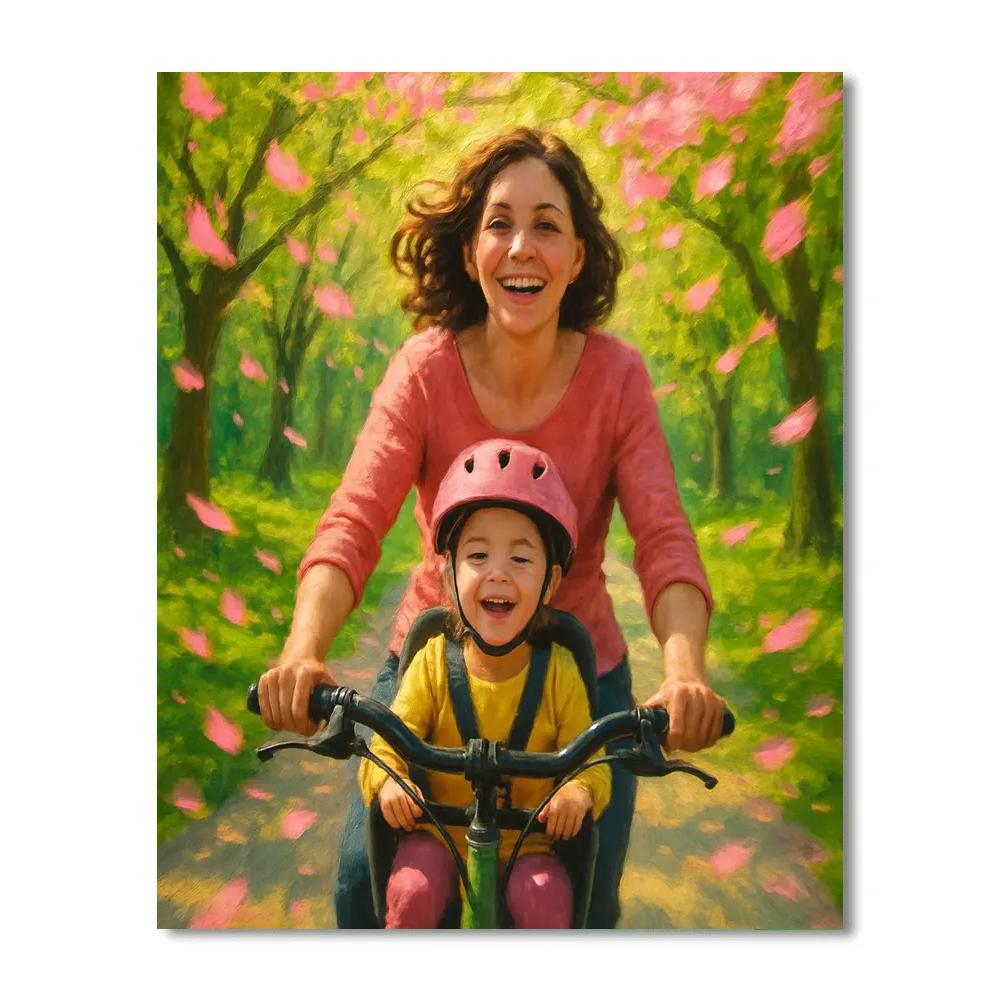 Mothers Day Bike Ride Through Blossoms paint by numbers