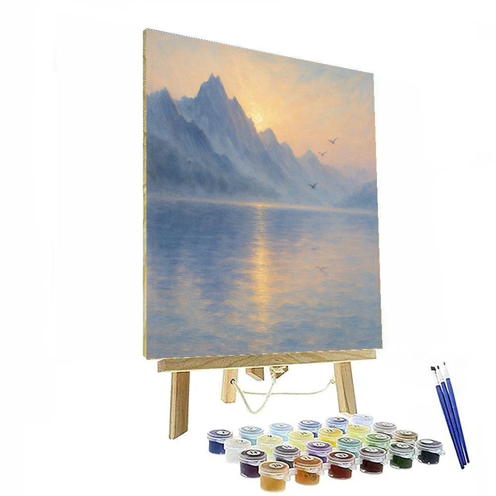 First Light Mountain Lake Hush paint by number