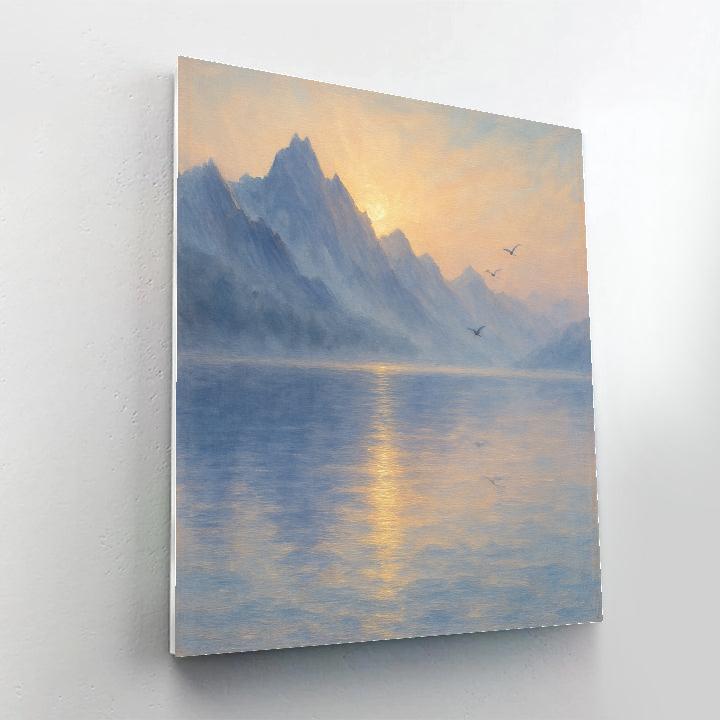 First Light Mountain Lake Hush paint by number