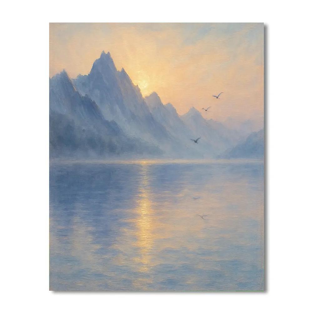 First Light Mountain Lake Hush paint by number