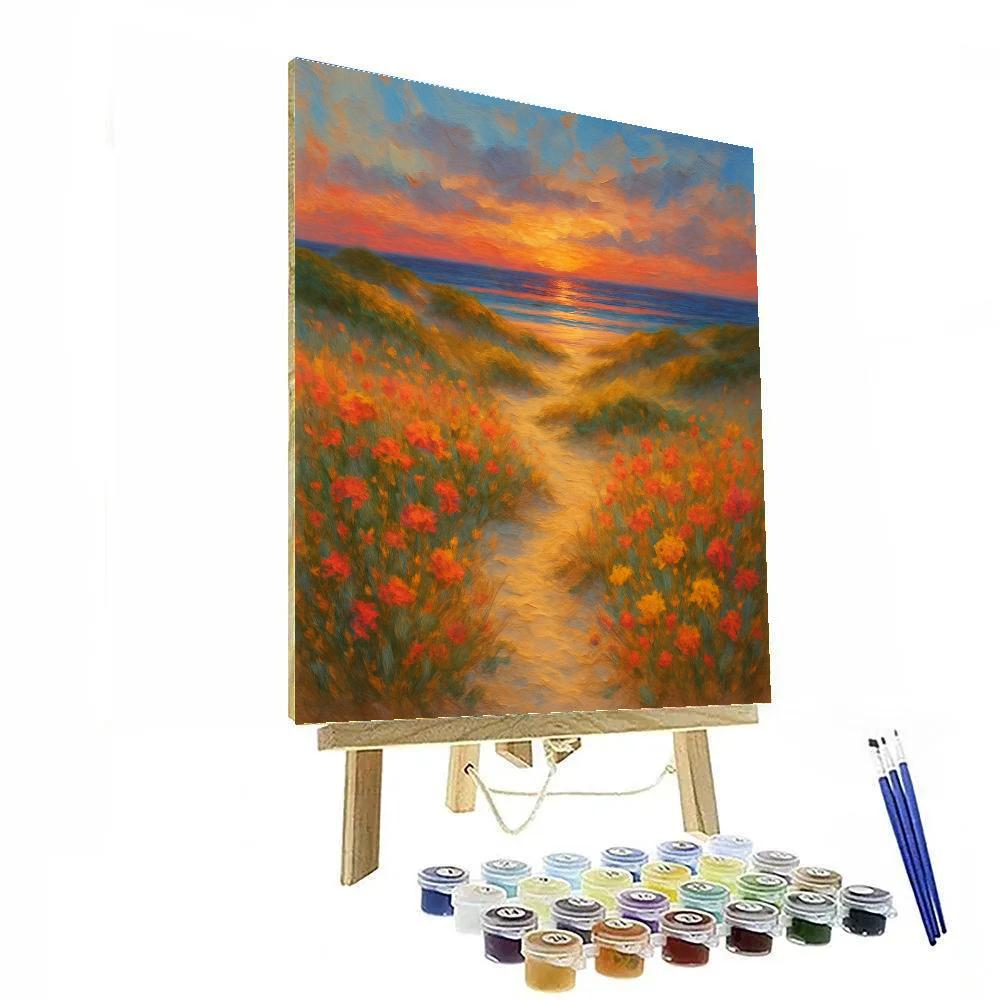 Sunset Over Wildflower Dune Path paint by number
